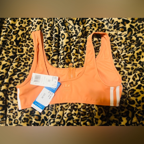 NWT Adidas Orange w/ White Stripes Two Piece Bikini Set - Picture 3 of 5
